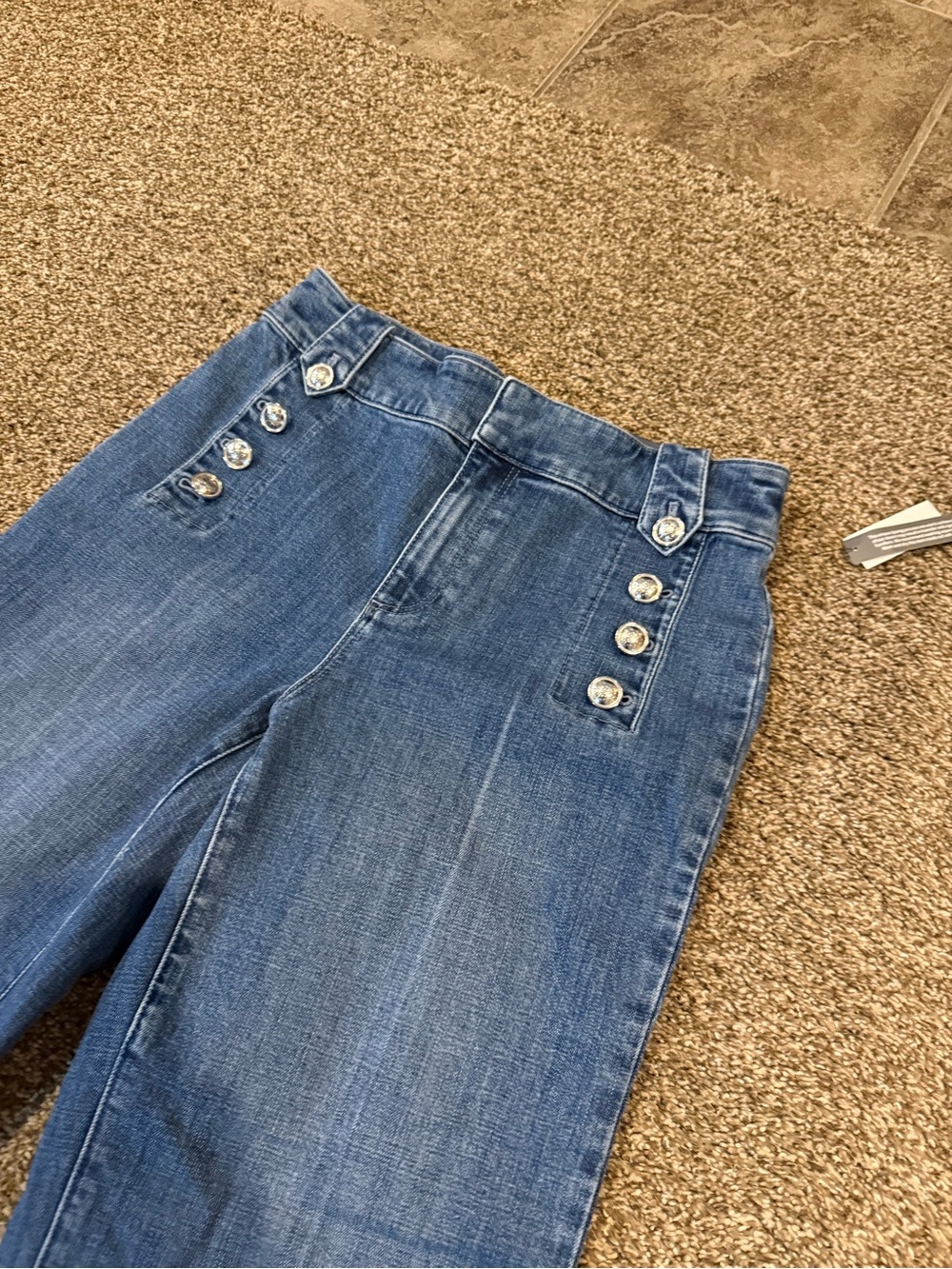 Talbots Medium Blue High-Rise Button-Front Ankle Jeans - Picture 2 of 7